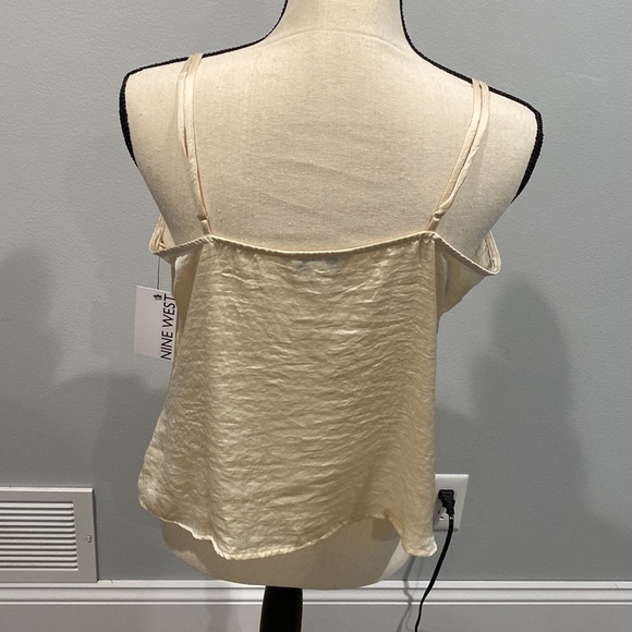 Nine West Cream/Off White Colored Sinched Spaghetti Strap Tank Top - Size Large - Picture 2 of 9